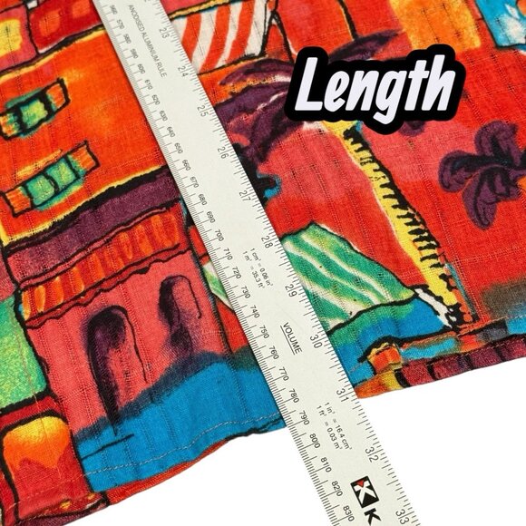 Chicos Linen Button Up Multicolor Village City Artsy Colorful Womens XL 3 - Picture 12 of 12